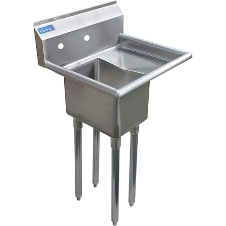 Amgood Stainless Steel 1 Compartment Utility Sink with 10 in. Right Drainboards and Faucet SINK 101410-10R - NO FAUCET
